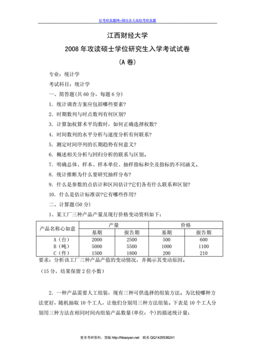 NO 105江西财经大学  应用统计 江西财经大学432统计学真题