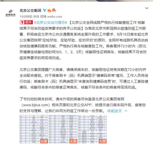 提醒!今起，北京公交全网线路查验核酸，乘客不合要求将被劝返 疫情进京车辆检查最新消息